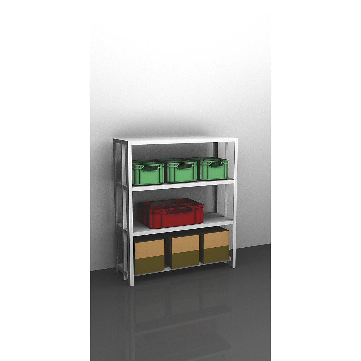 Bolt-together shelf unit, light duty, plastic coated – eurokraft pro, shelf unit height 1500 mm, shelf width 1300 mm, depth 500 mm, standard shelf unit-13