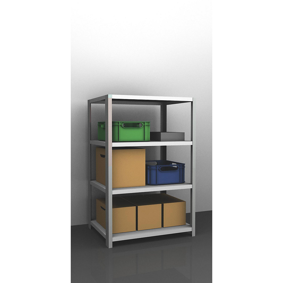 Bolt-together shelf unit, light duty, plastic coated – eurokraft pro, shelf unit height 1500 mm, shelf width 1000 mm, depth 800 mm, standard shelf unit-6