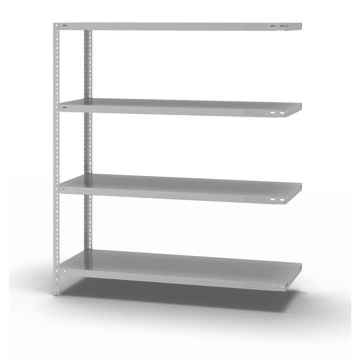 Bolt-together shelf unit, light duty, plastic coated – eurokraft pro, shelf unit height 1500 mm, shelf width 1300 mm, depth 500 mm, extension shelf unit-7