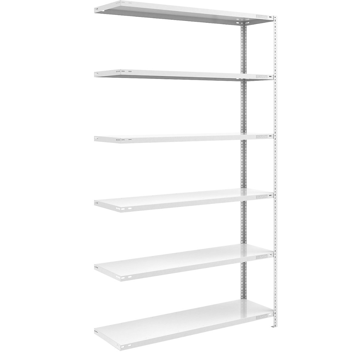 Bolt-together shelf unit, light duty, plastic coated – eurokraft pro, shelf unit height 2500 mm, shelf width 1300 mm, depth 500 mm, extension shelf unit-4