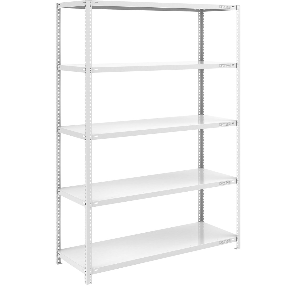 Bolt-together shelf unit, light duty, plastic coated – eurokraft pro, shelf unit height 2000 mm, shelf width 1300 mm, depth 600 mm, standard shelf unit-12