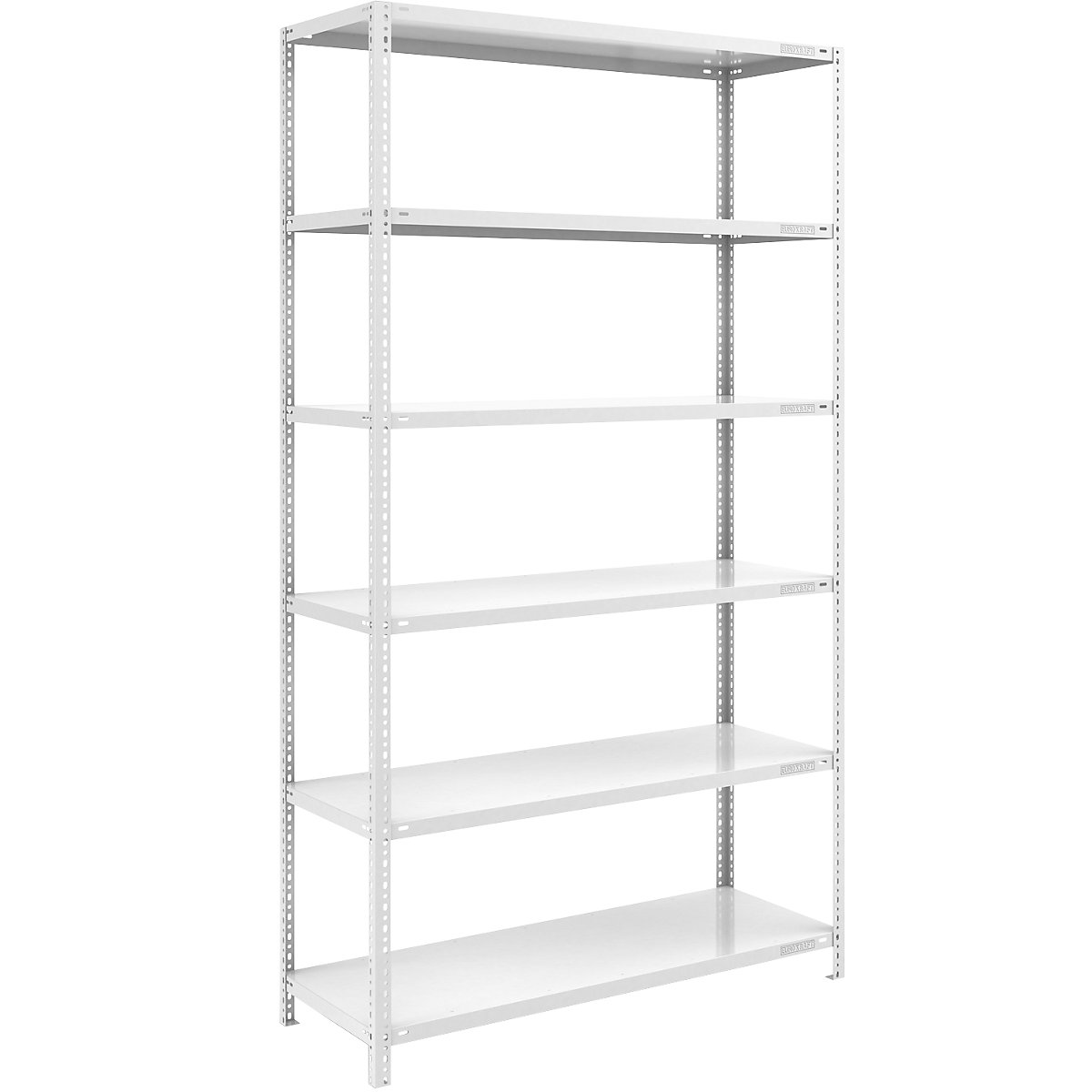 Bolt-together shelf unit, light duty, plastic coated – eurokraft pro, shelf unit height 2500 mm, shelf width 1300 mm, depth 600 mm, standard shelf unit-13