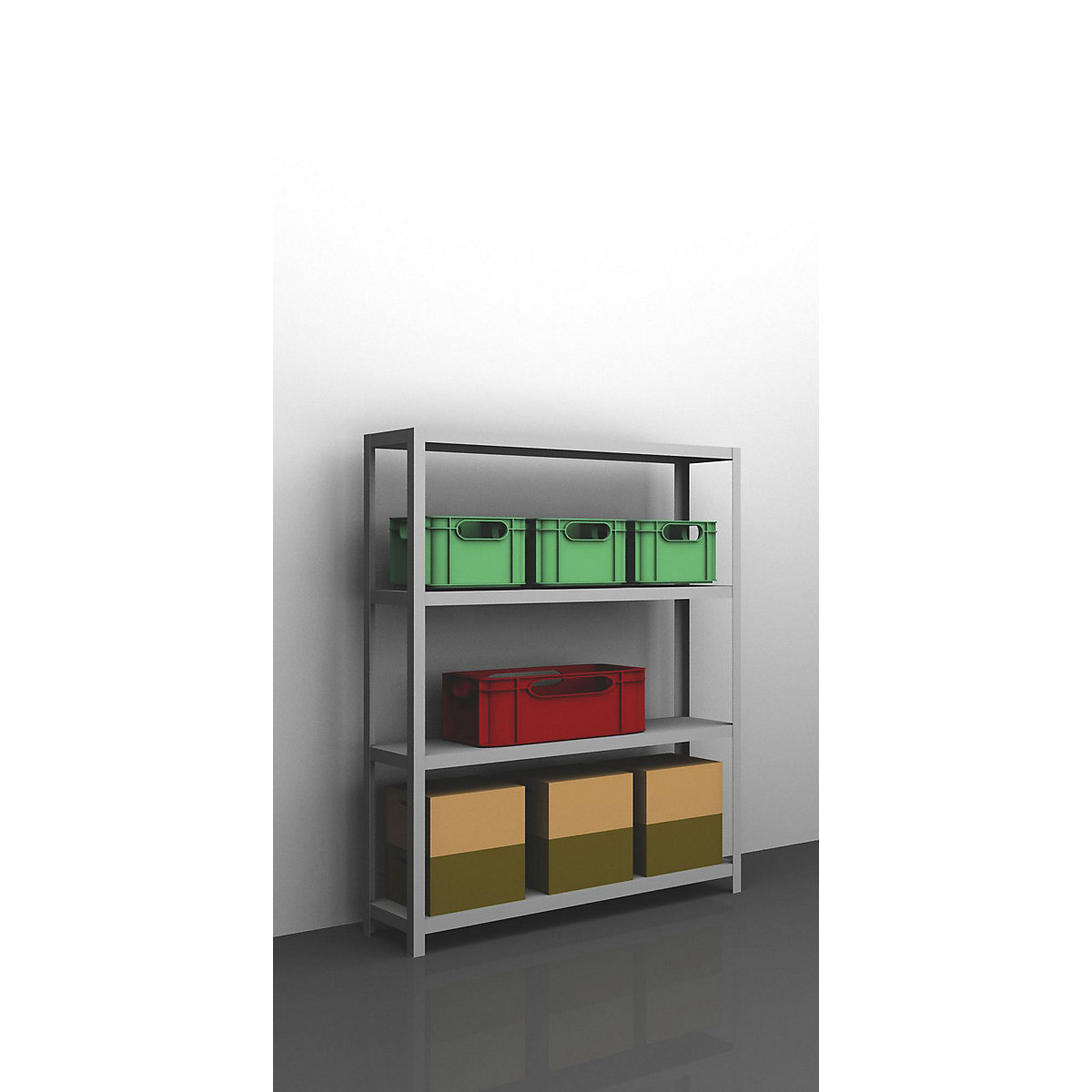 Bolt-together shelf unit, light duty, zinc plated – eurokraft pro, shelf unit height 1500 mm, shelf width 1300 mm, depth 300 mm, standard shelf unit-10