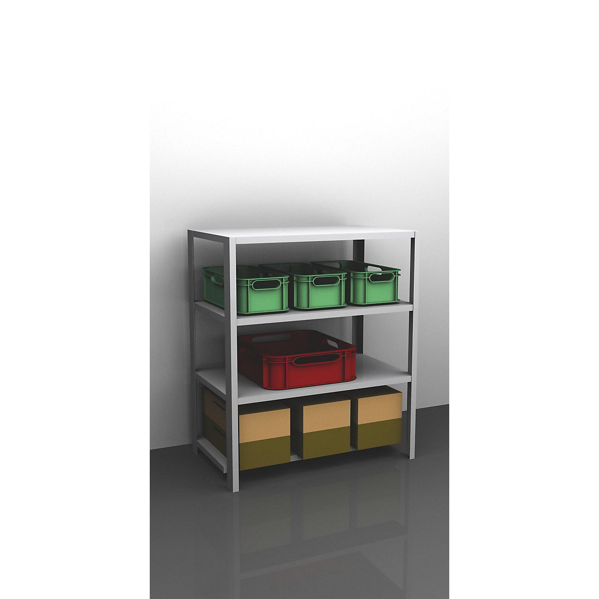 Bolt-together shelf unit, light duty, zinc plated – eurokraft pro, shelf unit height 1500 mm, shelf width 1300 mm, depth 800 mm, standard shelf unit-11