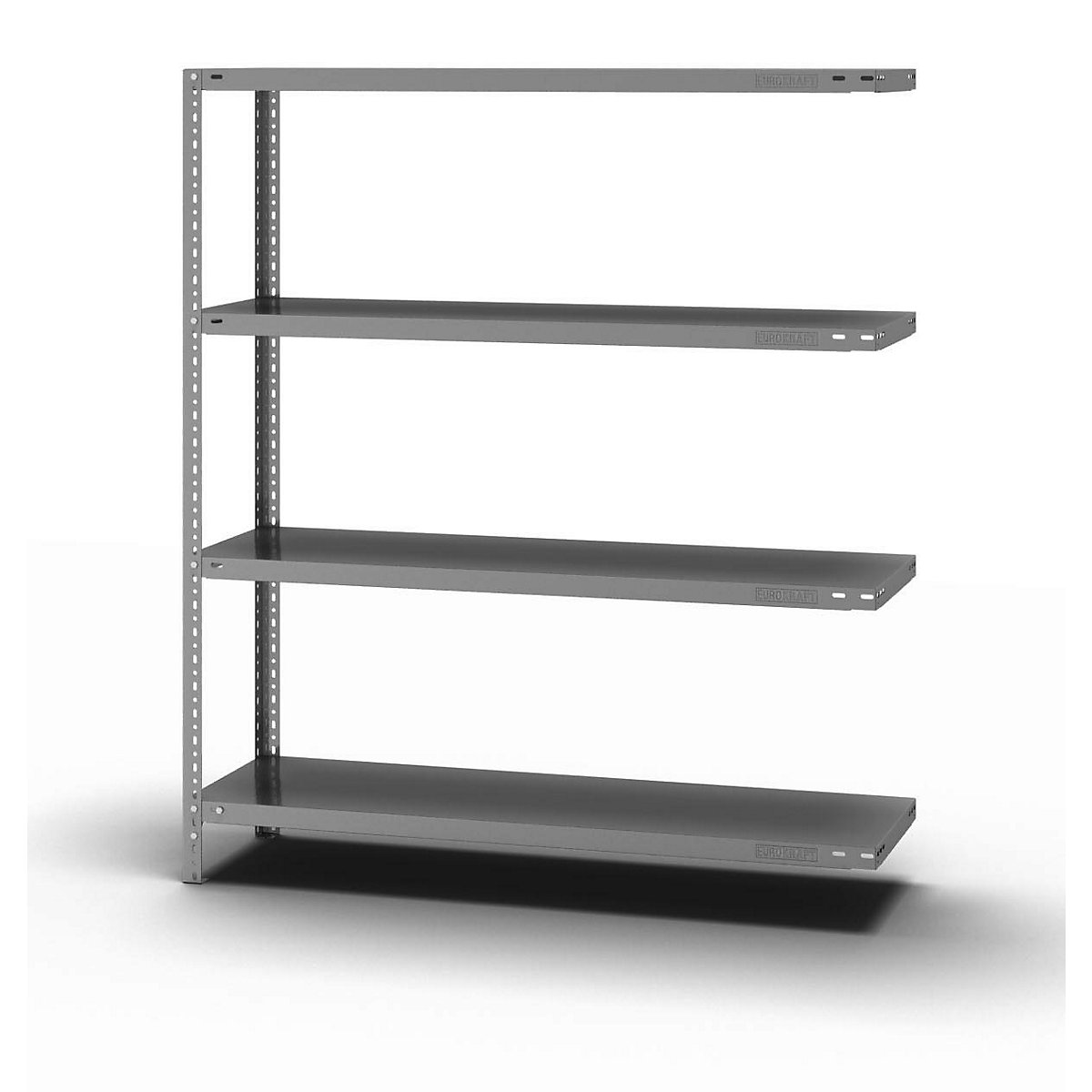 Bolt-together shelf unit, light duty, zinc plated – eurokraft pro, shelf unit height 1500 mm, shelf width 1300 mm, depth 400 mm, extension shelf unit-8