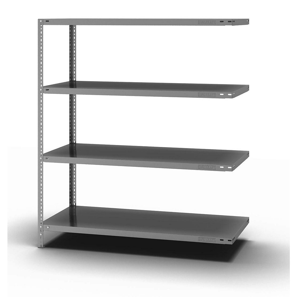 Bolt-together shelf unit, light duty, zinc plated – eurokraft pro, shelf unit height 1500 mm, shelf width 1300 mm, depth 600 mm, extension shelf unit-13