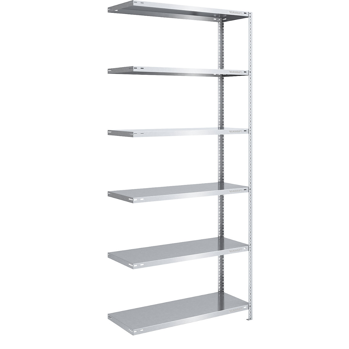 Bolt-together shelf unit, light duty, zinc plated – eurokraft pro, shelf unit height 2500 mm, shelf width 1000 mm, depth 500 mm, extension shelf unit-14