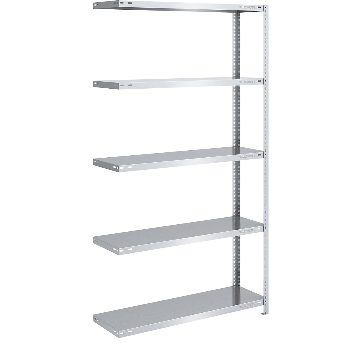 Bolt-together shelf unit, light duty, zinc plated – eurokraft pro, shelf unit height 2000 mm, shelf width 1000 mm, depth 400 mm, extension shelf unit-7