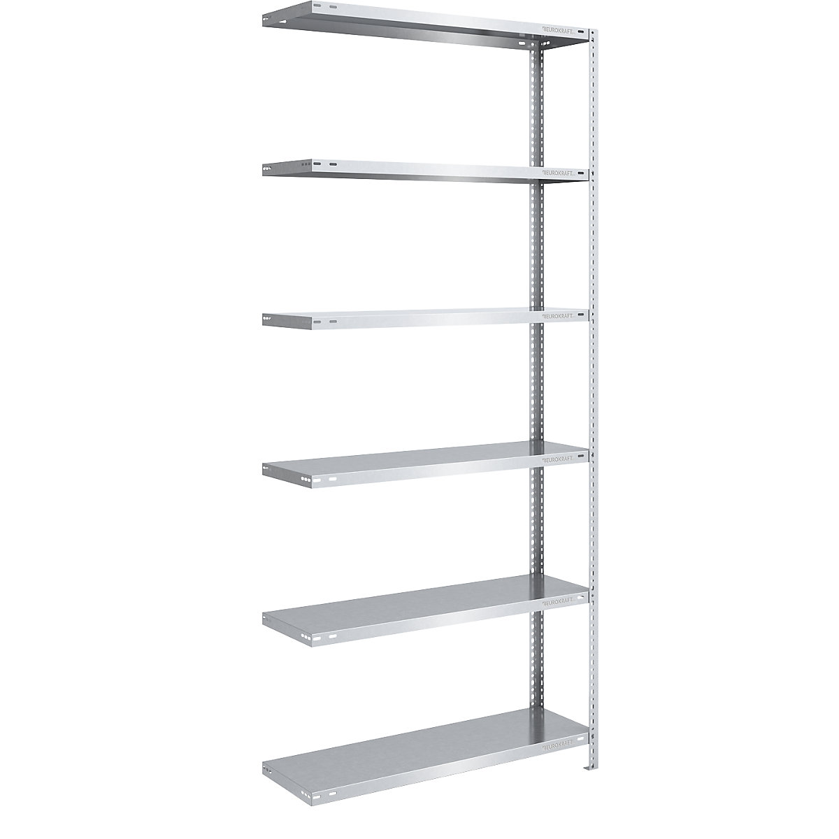 Bolt-together shelf unit, light duty, zinc plated – eurokraft pro, shelf unit height 2500 mm, shelf width 1000 mm, depth 400 mm, extension shelf unit-5