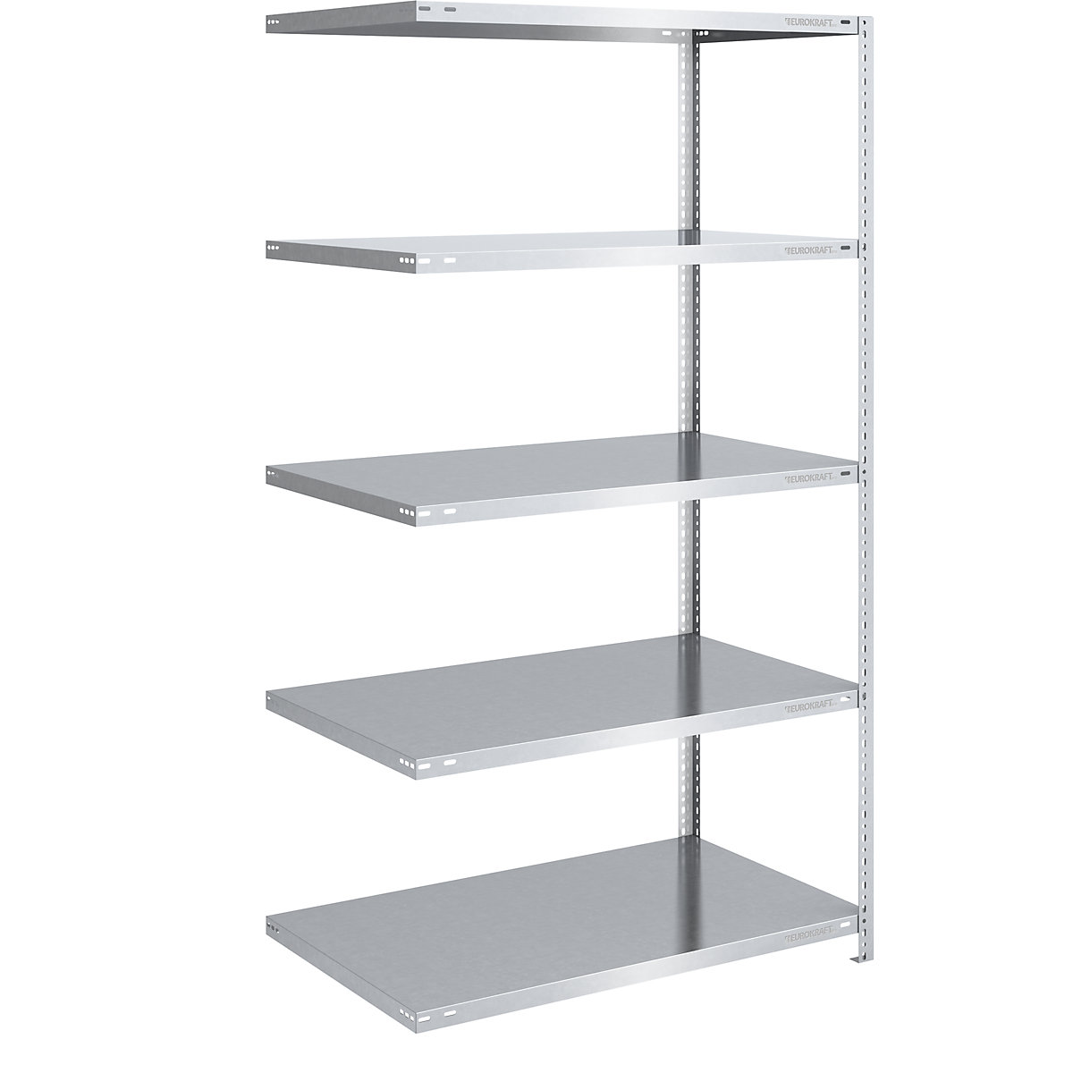 Bolt-together shelf unit, light duty, zinc plated – eurokraft pro, shelf unit height 2000 mm, shelf width 1000 mm, depth 800 mm, extension shelf unit-9