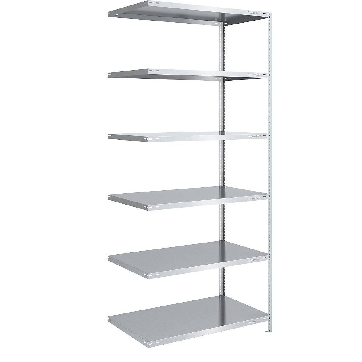 Bolt-together shelf unit, light duty, zinc plated – eurokraft pro, shelf unit height 2500 mm, shelf width 1000 mm, depth 800 mm, extension shelf unit-12
