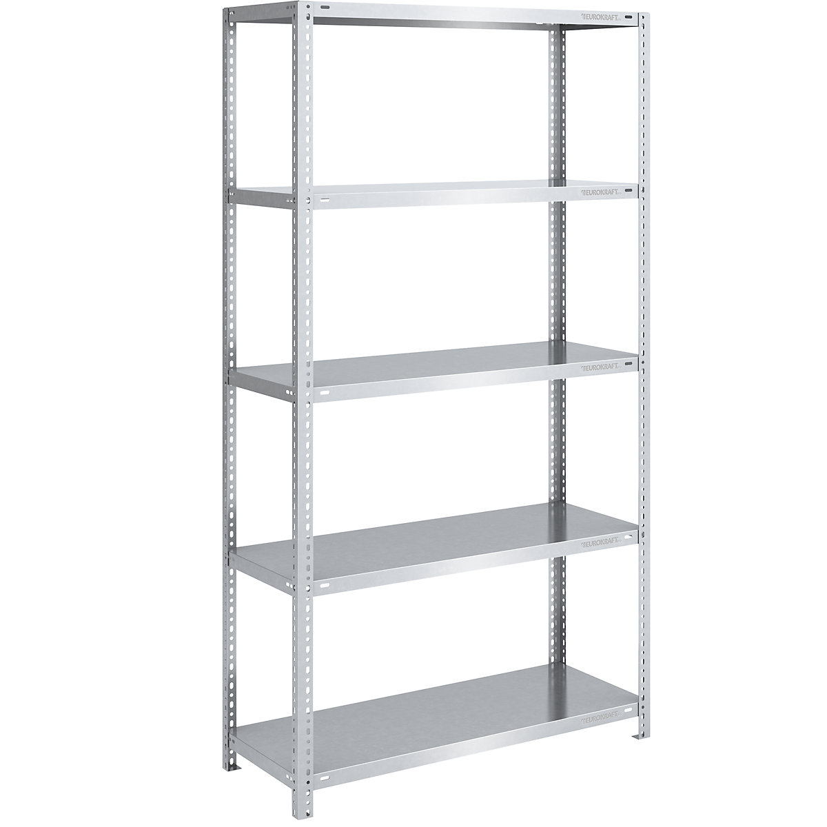 Bolt-together shelf unit, light duty, zinc plated – eurokraft pro, shelf unit height 2000 mm, shelf width 1000 mm, depth 500 mm, standard shelf unit-10
