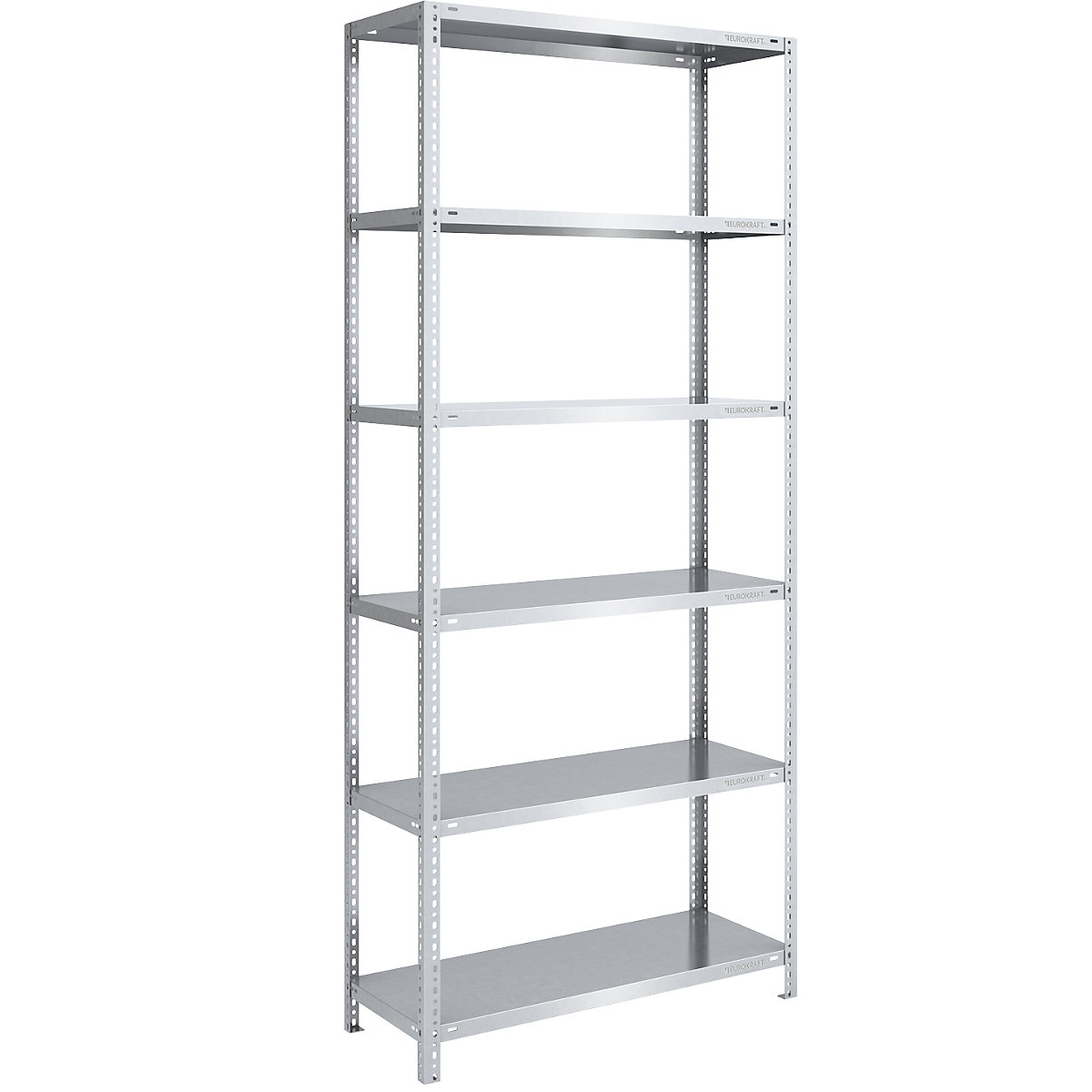 Bolt-together shelf unit, light duty, zinc plated – eurokraft pro, shelf unit height 2500 mm, shelf width 1000 mm, depth 500 mm, standard shelf unit-9