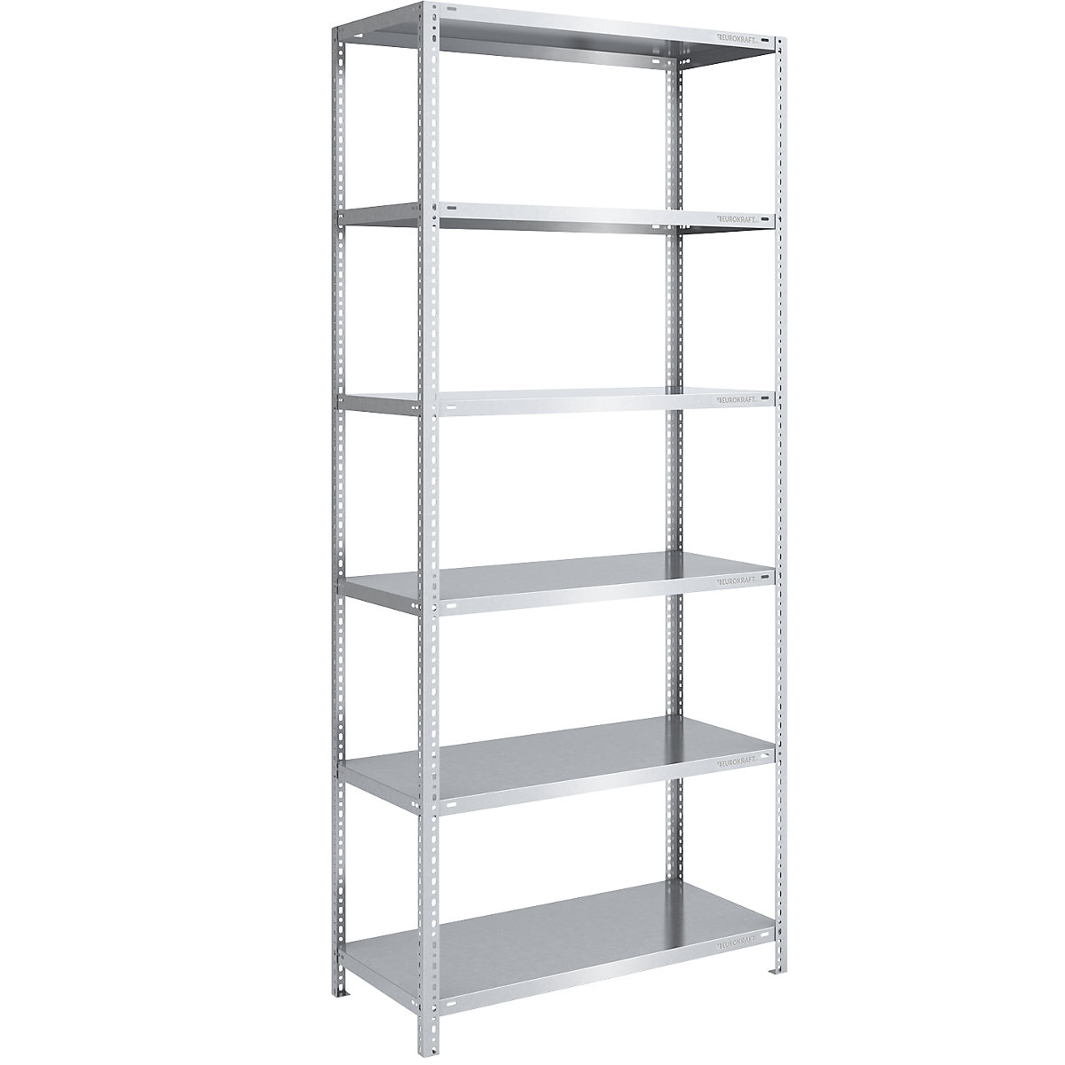 Bolt-together shelf unit, light duty, zinc plated – eurokraft pro, shelf unit height 2500 mm, shelf width 1000 mm, depth 600 mm, standard shelf unit-8