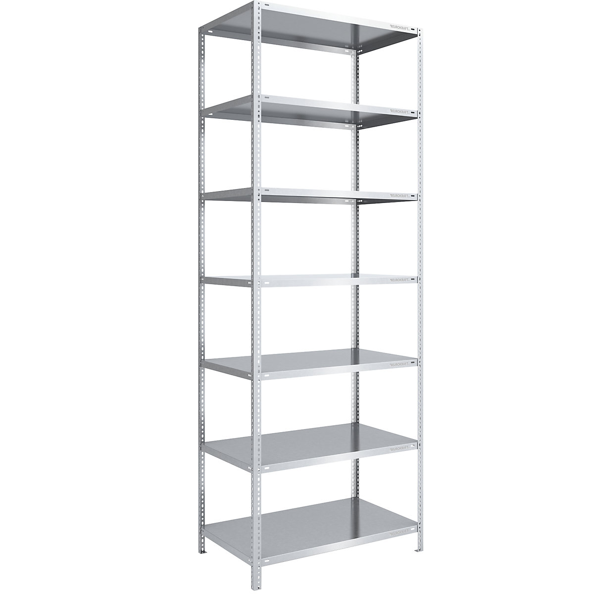 Bolt-together shelf unit, light duty, zinc plated – eurokraft pro, shelf unit height 3000 mm, shelf width 1000 mm, depth 800 mm, standard shelf unit-8