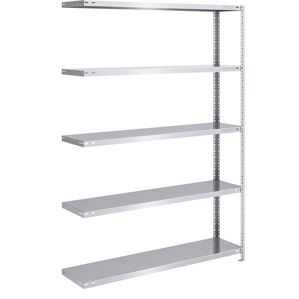 Bolt-together shelf unit, light duty, zinc plated – eurokraft pro, shelf unit height 2000 mm, shelf width 1300 mm, depth 400 mm, extension shelf unit-6
