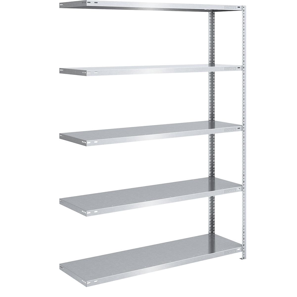 Bolt-together shelf unit, light duty, zinc plated – eurokraft pro, shelf unit height 2000 mm, shelf width 1300 mm, depth 500 mm, extension shelf unit-14