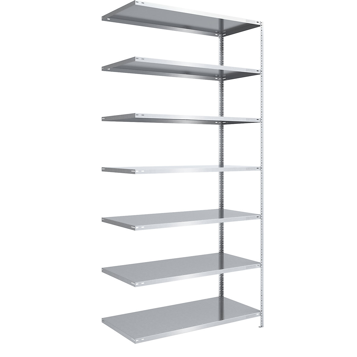 Bolt-together shelf unit, light duty, zinc plated – eurokraft pro, shelf unit height 3000 mm, shelf width 1300 mm, depth 800 mm, extension shelf unit-6