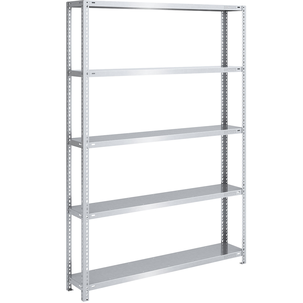 Bolt-together shelf unit, light duty, zinc plated – eurokraft pro, shelf unit height 2000 mm, shelf width 1300 mm, depth 300 mm, standard shelf unit-12