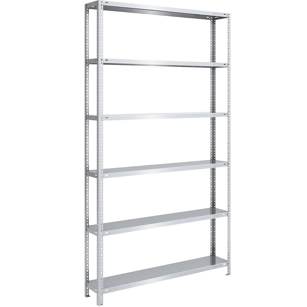 Bolt-together shelf unit, light duty, zinc plated – eurokraft pro, shelf unit height 2500 mm, shelf width 1300 mm, depth 300 mm, standard shelf unit-6