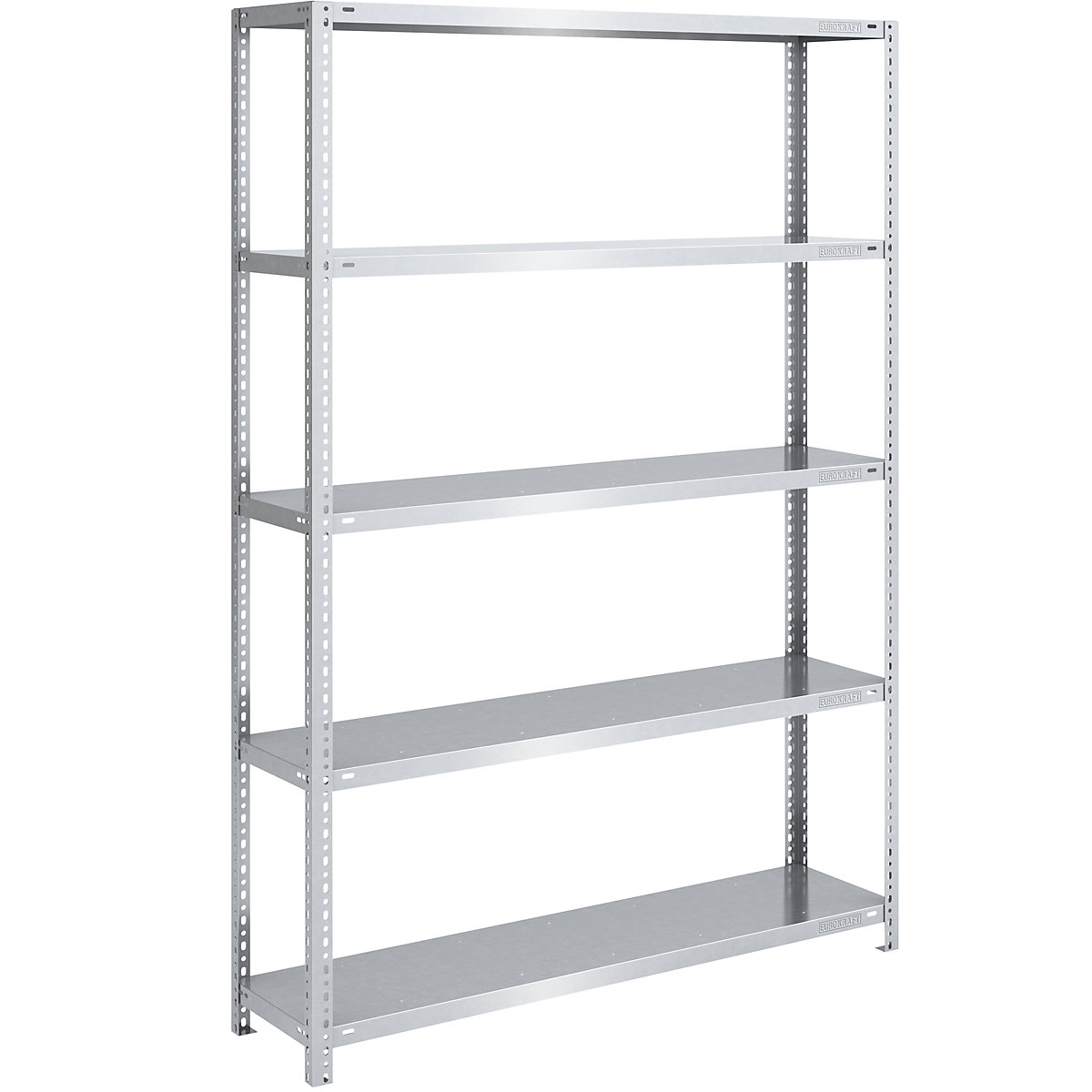 Bolt-together shelf unit, light duty, zinc plated – eurokraft pro, shelf unit height 2000 mm, shelf width 1300 mm, depth 400 mm, standard shelf unit-13