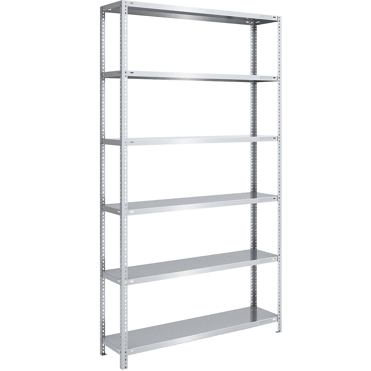 Bolt-together shelf unit, light duty, zinc plated – eurokraft pro, shelf unit height 2500 mm, shelf width 1300 mm, depth 400 mm, standard shelf unit-9