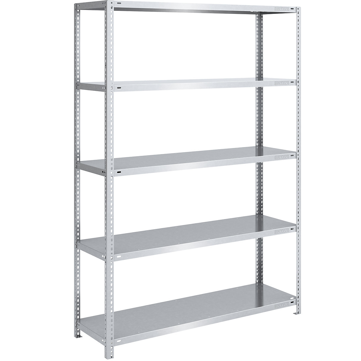 Bolt-together shelf unit, light duty, zinc plated – eurokraft pro, shelf unit height 2000 mm, shelf width 1300 mm, depth 500 mm, standard shelf unit-10