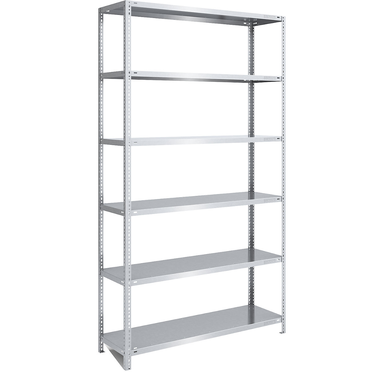 Bolt-together shelf unit, light duty, zinc plated – eurokraft pro, shelf unit height 2500 mm, shelf width 1300 mm, depth 500 mm, standard shelf unit-7