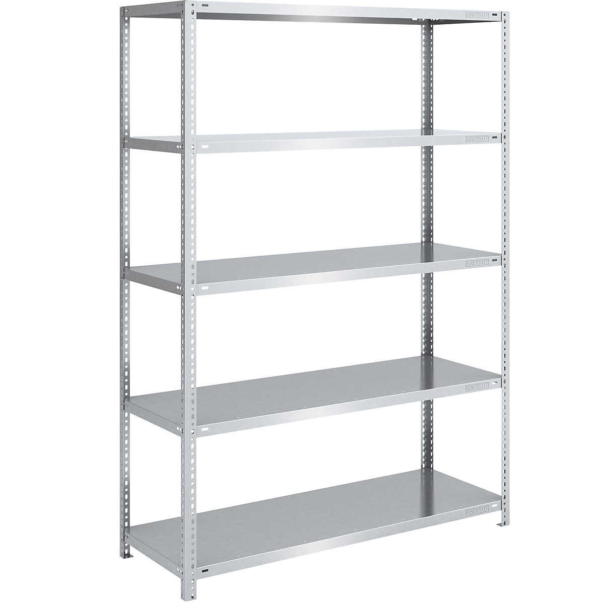Bolt-together shelf unit, light duty, zinc plated – eurokraft pro, shelf unit height 2000 mm, shelf width 1300 mm, depth 600 mm, standard shelf unit-7