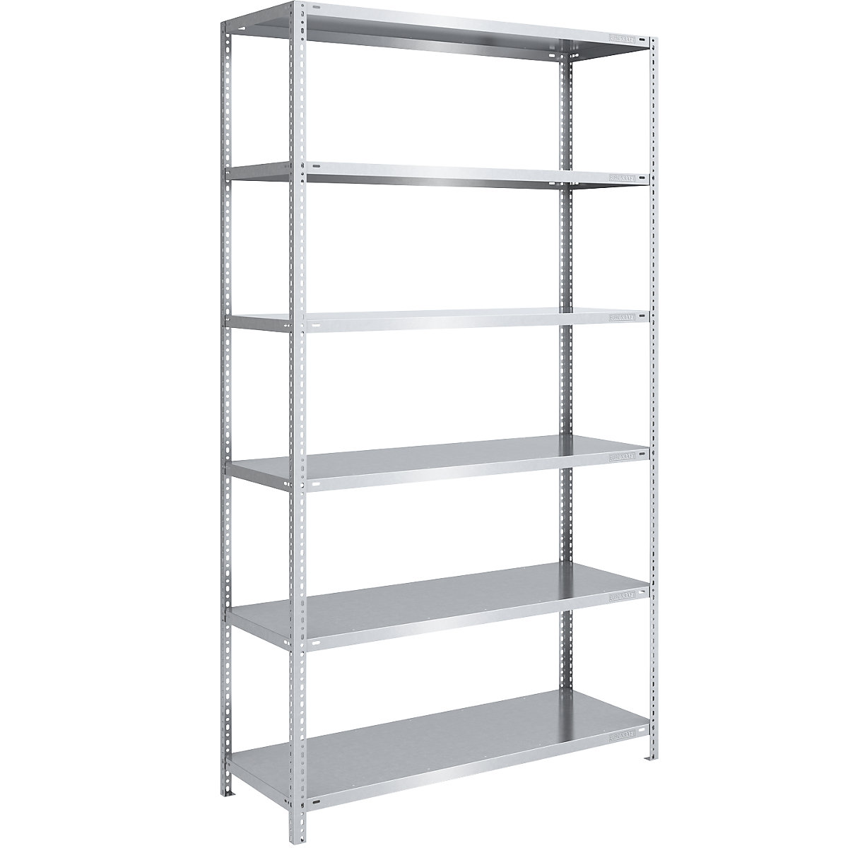 Bolt-together shelf unit, light duty, zinc plated – eurokraft pro, shelf unit height 2500 mm, shelf width 1300 mm, depth 600 mm, standard shelf unit-13