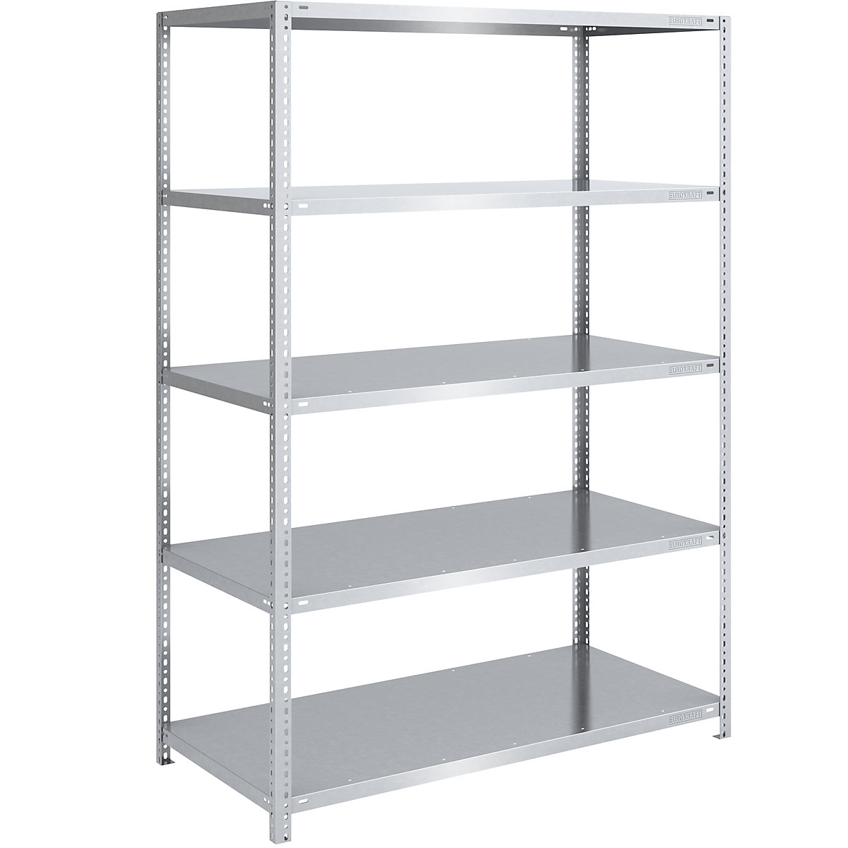 Bolt-together shelf unit, light duty, zinc plated – eurokraft pro, shelf unit height 2000 mm, shelf width 1300 mm, depth 800 mm, standard shelf unit-15