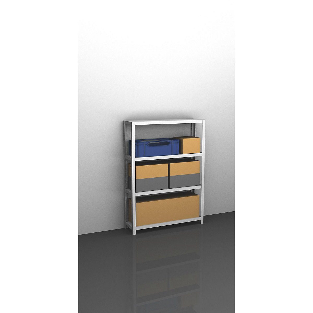 Bolt-together storage shelving, RAL 7035, medium duty – eurokraft pro, shelf unit height 1500 mm, shelf width 1300 mm, depth 300 mm, standard shelf unit-8