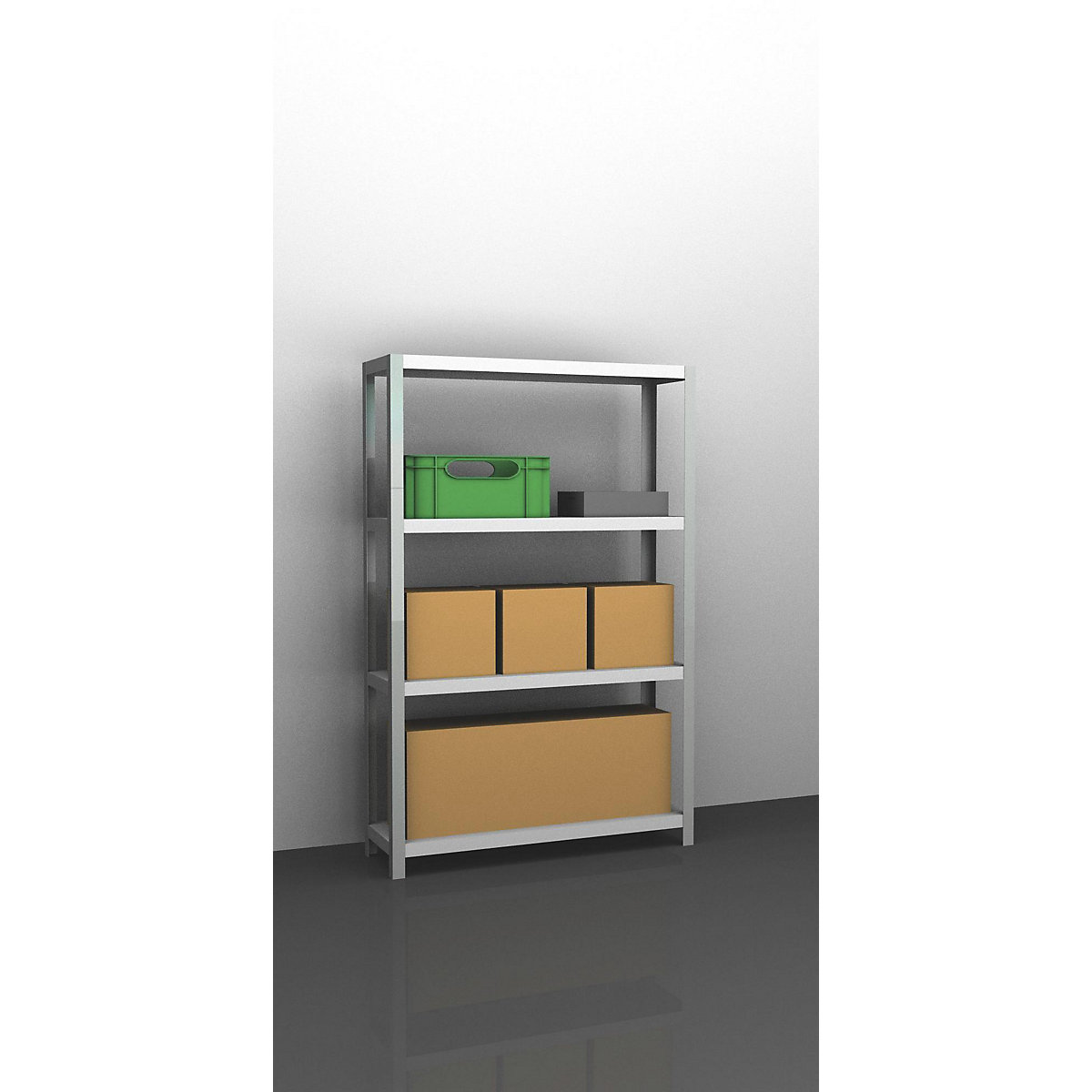 Bolt-together storage shelving, RAL 7035, medium duty – eurokraft pro, shelf unit height 1500 mm, shelf width 1000 mm, depth 300 mm, standard shelf unit-8
