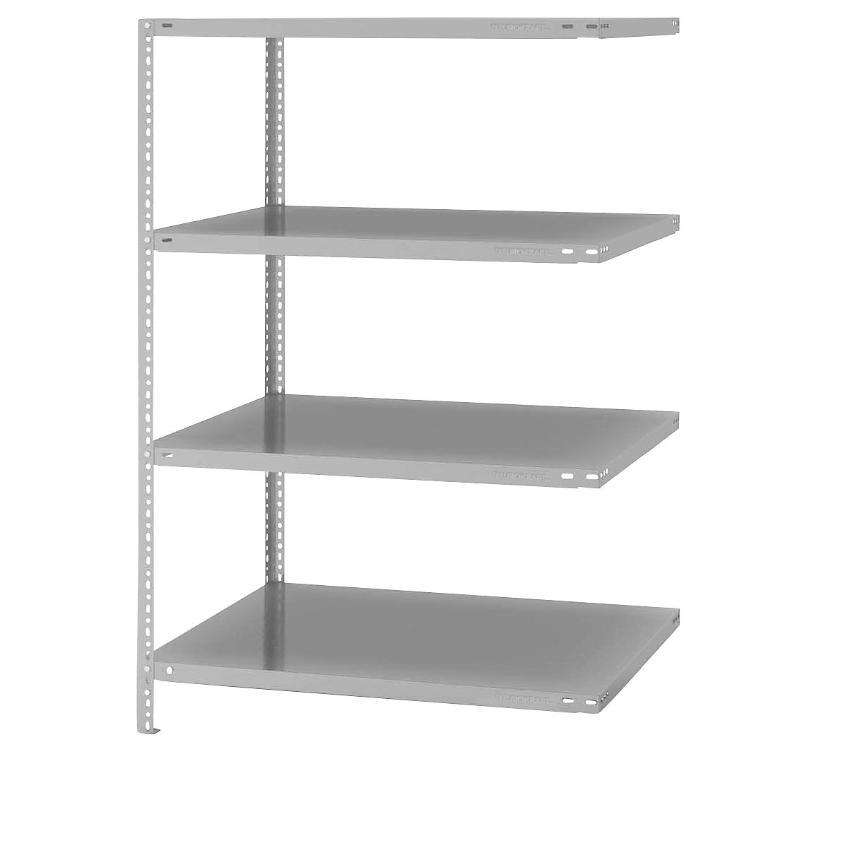 Bolt-together storage shelving, RAL 7035, medium duty – eurokraft pro, shelf unit height 1500 mm, shelf width 1000 mm, depth 800 mm, extension shelf unit-6
