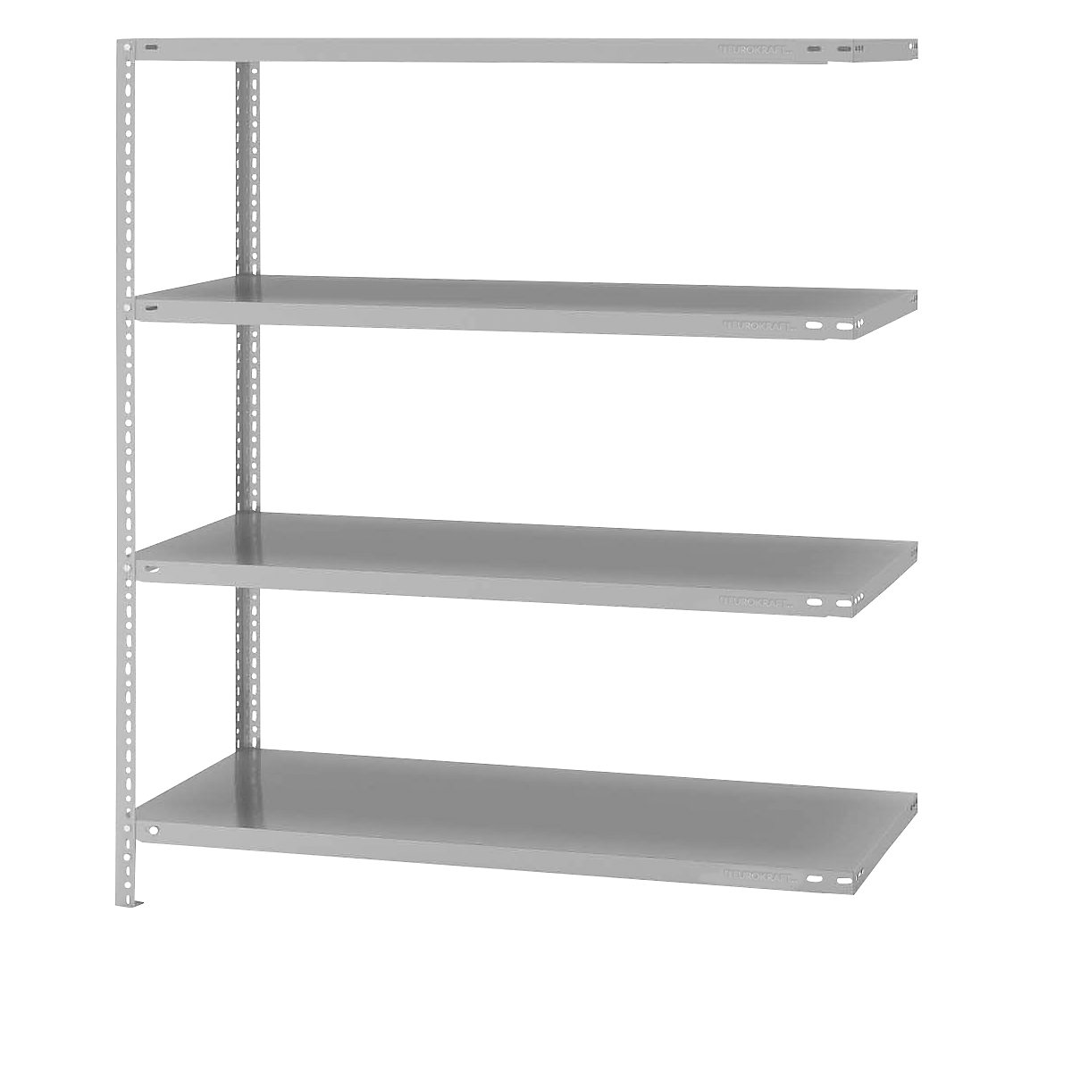 Bolt-together storage shelving, RAL 7035, medium duty – eurokraft pro, shelf unit height 1500 mm, shelf width 1300 mm, depth 600 mm, extension shelf unit-4