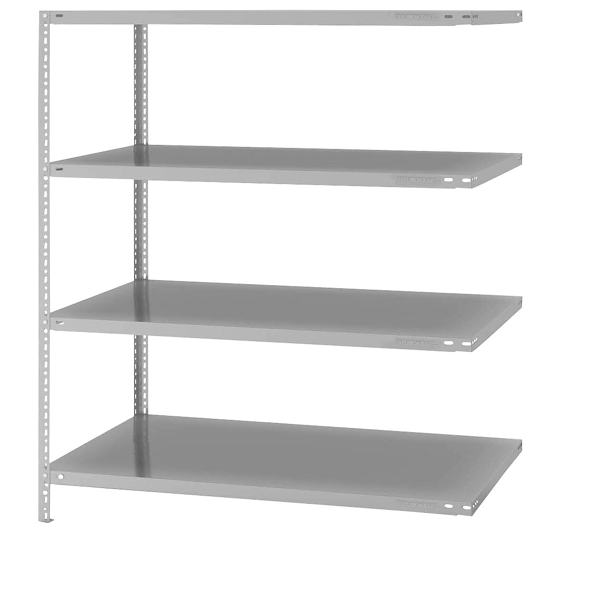 Bolt-together storage shelving, RAL 7035, medium duty – eurokraft pro, shelf unit height 1500 mm, shelf width 1300 mm, depth 800 mm, extension shelf unit-11