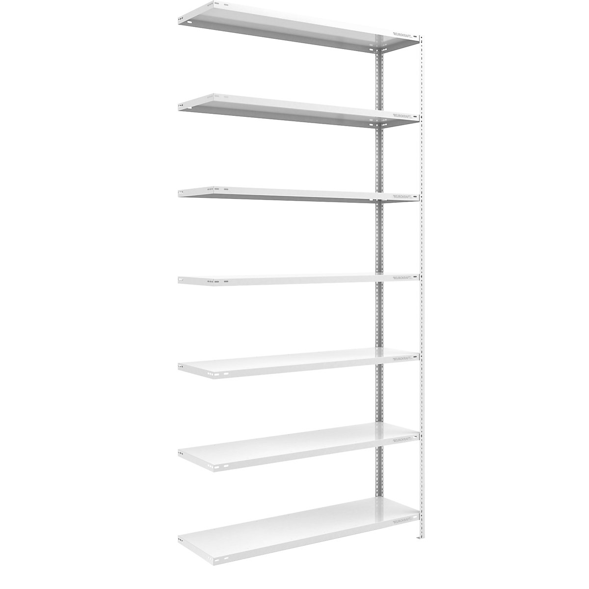 Bolt-together storage shelving, RAL 7035, medium duty – eurokraft pro, shelf unit height 3000 mm, shelf width 1300 mm, depth 500 mm, extension shelf unit-11