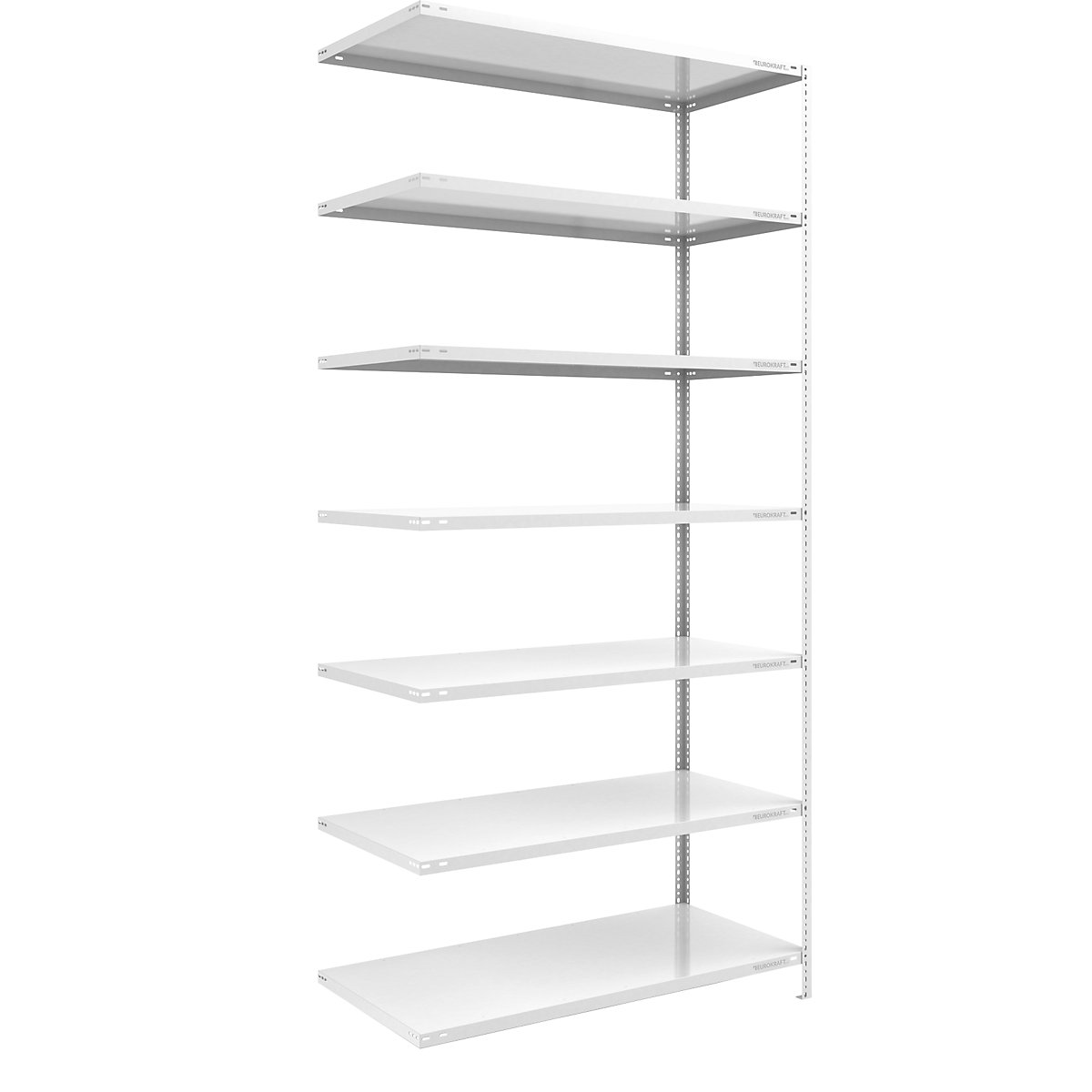 Bolt-together storage shelving, RAL 7035, medium duty – eurokraft pro, shelf unit height 3000 mm, shelf width 1300 mm, depth 800 mm, extension shelf unit-10