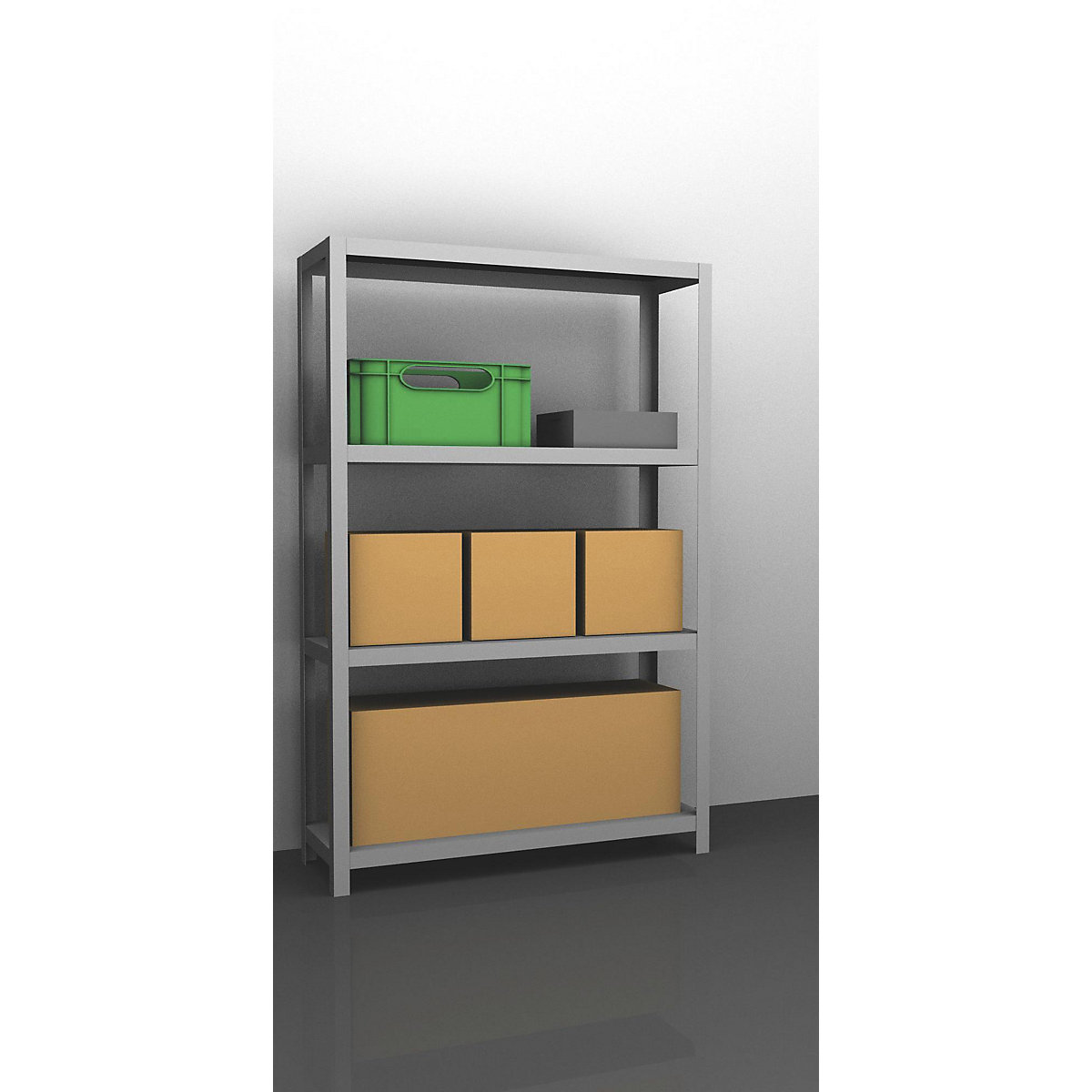 Bolt-together storage shelving, zinc plated, medium duty – eurokraft pro, shelf unit height 1500 mm, shelf width 1000 mm, depth 400 mm, standard shelf unit-3