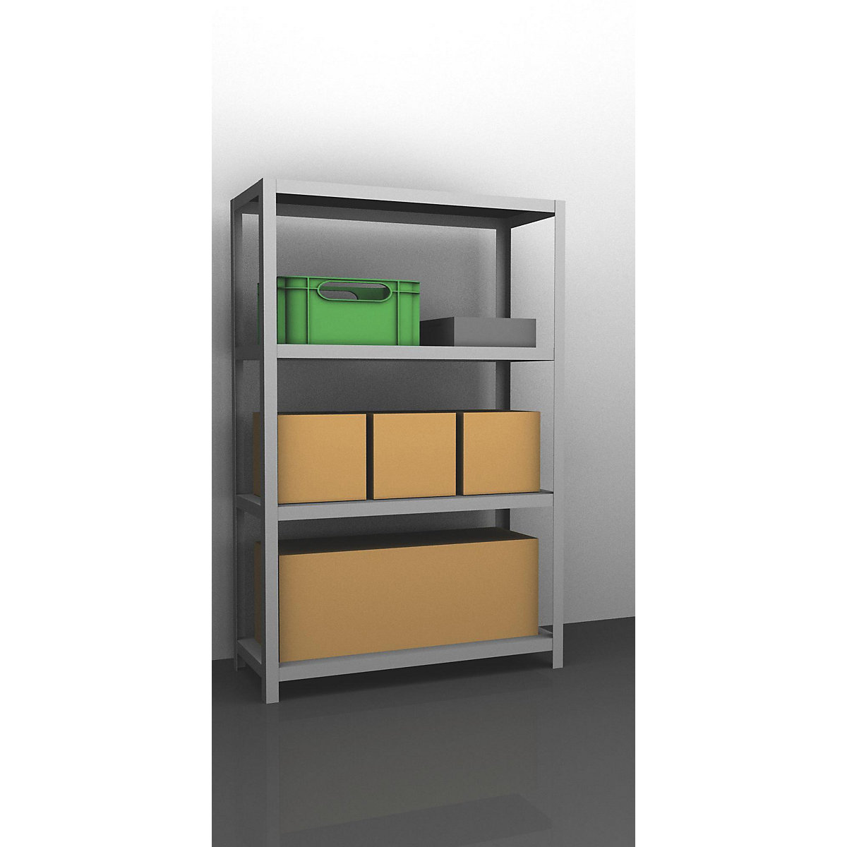 Bolt-together storage shelving, zinc plated, medium duty – eurokraft pro, shelf unit height 1500 mm, shelf width 1000 mm, depth 500 mm, standard shelf unit-8