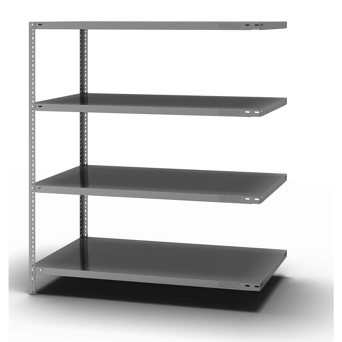 Bolt-together storage shelving, zinc plated, medium duty – eurokraft pro, shelf unit height 1500 mm, shelf width 1300 mm, depth 800 mm, extension shelf unit-5
