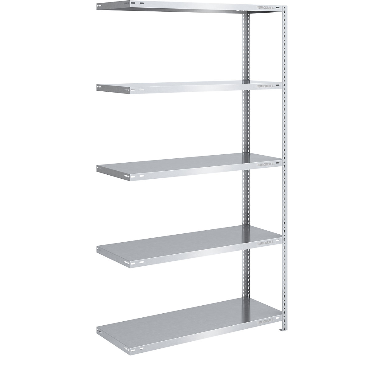 Bolt-together storage shelving, zinc plated, medium duty – eurokraft pro, shelf unit height 2000 mm, shelf width 1000 mm, depth 500 mm, extension shelf unit-12