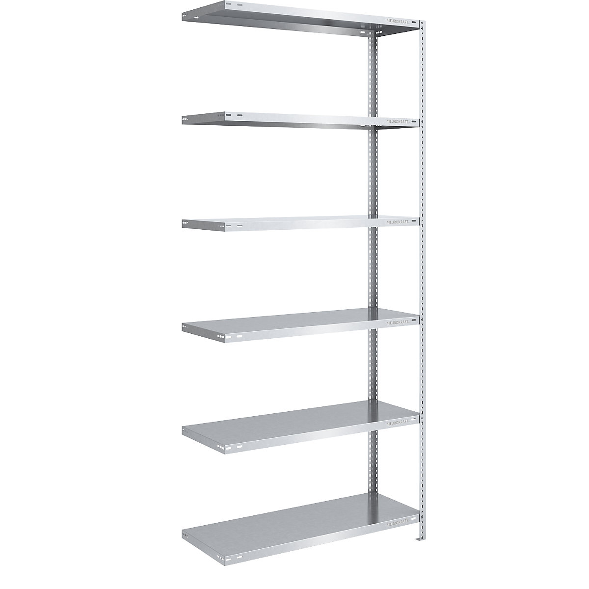 Bolt-together storage shelving, zinc plated, medium duty – eurokraft pro, shelf unit height 2500 mm, shelf width 1000 mm, depth 500 mm, extension shelf unit-8