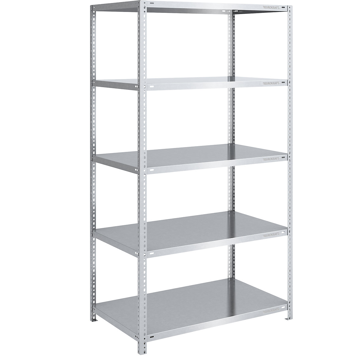 Bolt-together storage shelving, zinc plated, medium duty – eurokraft pro, shelf unit height 2000 mm, shelf width 1000 mm, depth 800 mm, standard shelf unit-8