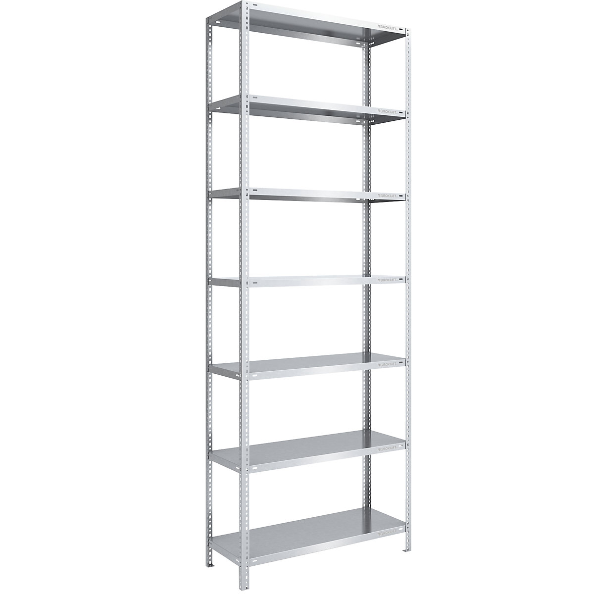 Bolt-together storage shelving, zinc plated, medium duty – eurokraft pro, shelf unit height 3000 mm, shelf width 1000 mm, depth 500 mm, standard shelf unit-8