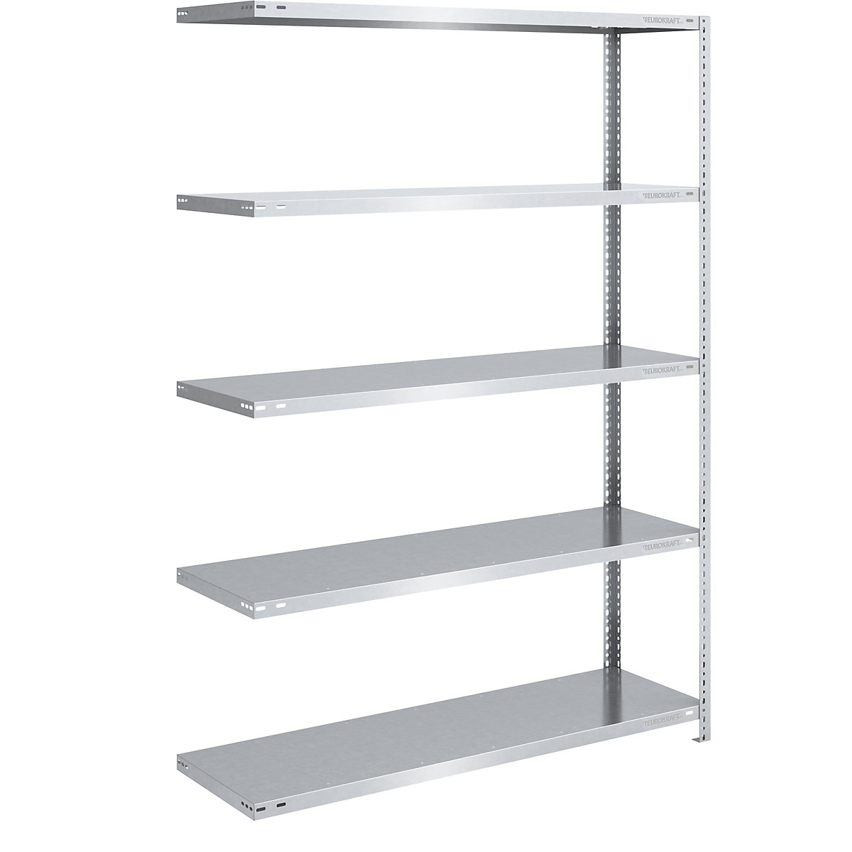 Bolt-together storage shelving, zinc plated, medium duty – eurokraft pro, shelf unit height 2000 mm, shelf width 1300 mm, depth 500 mm, extension shelf unit-9