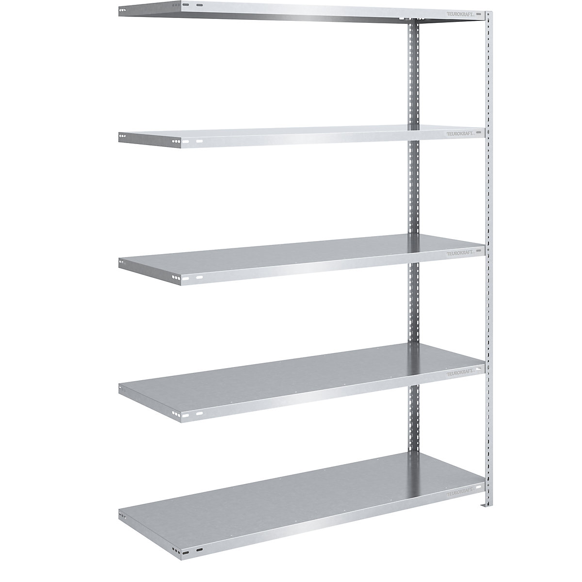 Bolt-together storage shelving, zinc plated, medium duty – eurokraft pro, shelf unit height 2000 mm, shelf width 1300 mm, depth 600 mm, extension shelf unit-10