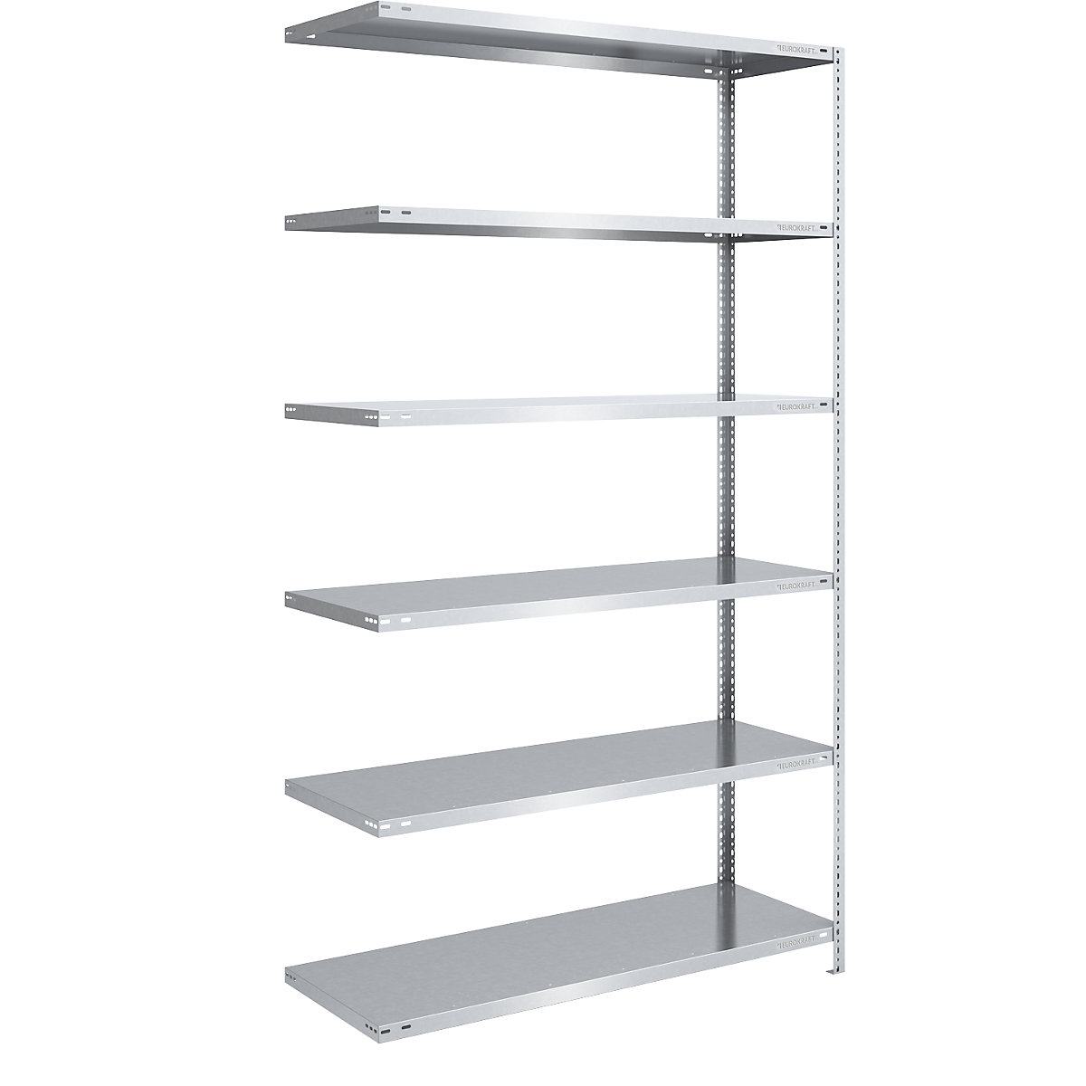 Bolt-together storage shelving, zinc plated, medium duty – eurokraft pro, shelf unit height 2500 mm, shelf width 1300 mm, depth 600 mm, extension shelf unit-11