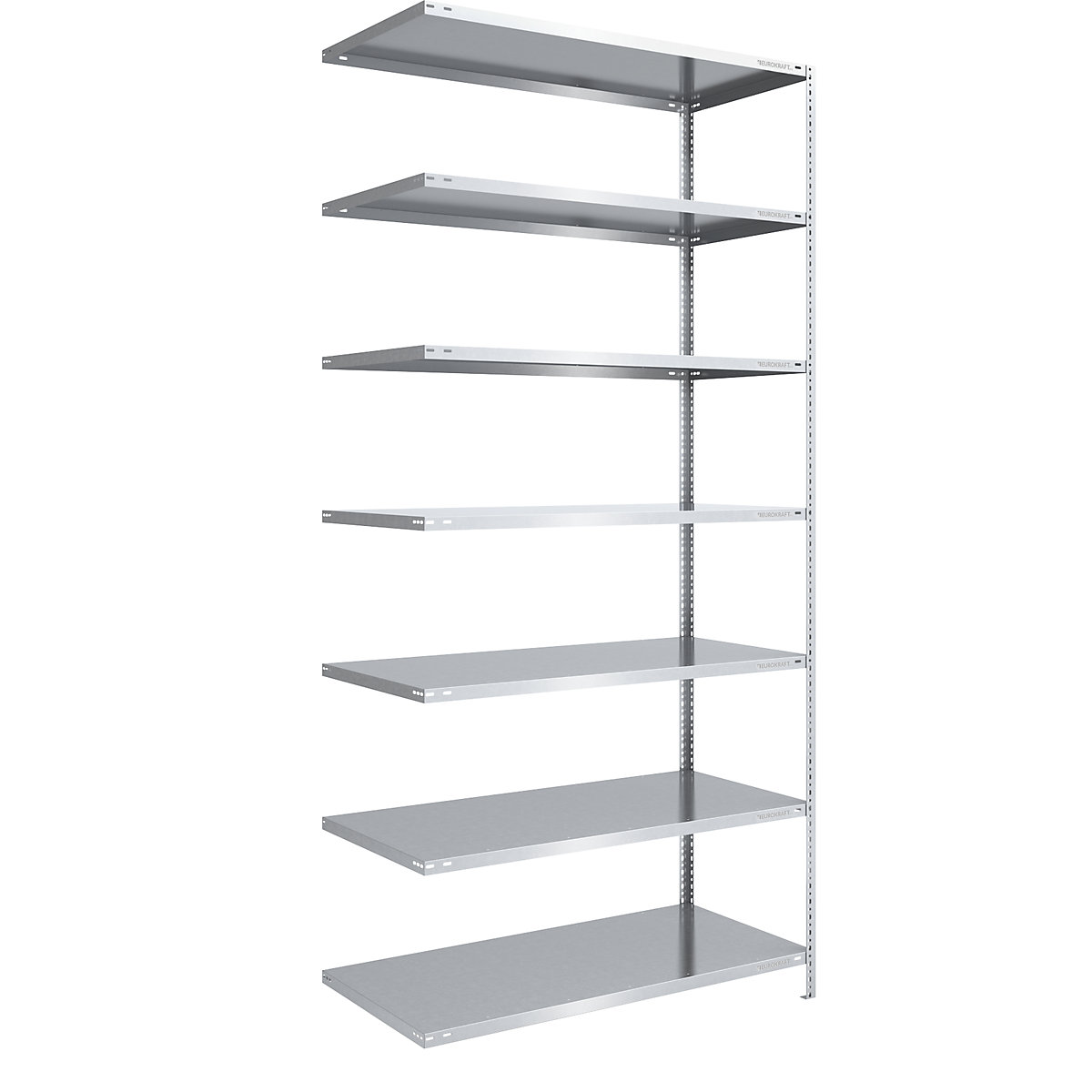 Bolt-together storage shelving, zinc plated, medium duty – eurokraft pro, shelf unit height 3000 mm, shelf width 1300 mm, depth 800 mm, extension shelf unit-12