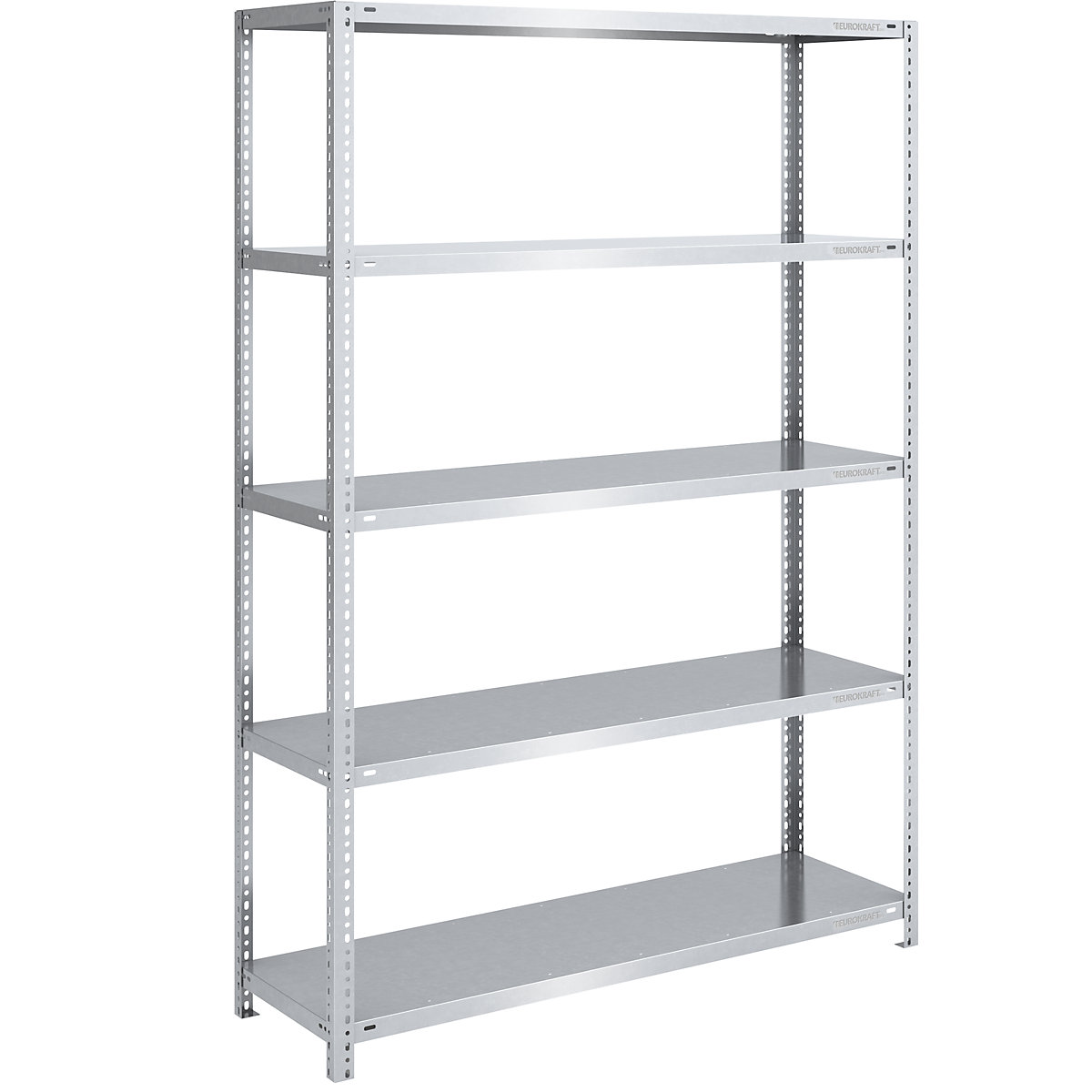 Bolt-together storage shelving, zinc plated, medium duty – eurokraft pro, shelf unit height 2000 mm, shelf width 1300 mm, depth 500 mm, standard shelf unit-12